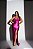 VESTIDO LONGO CETIM COM ELASTANO BUSTO DRAPEADO ALÇA COM BRILHO FENDA LATERAL FUCSIA - Imagem 1