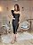 VESTIDO MIDI ESTILO CORPETE PRADA ALÇA FINA E COM BABADO FENDA PRETO - Imagem 1