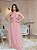 VESTIDO LONGO CHIFFON COM MICROTULE CAPA DECOTE TRANSPASSADO FENDA TRASEIRA ROSE - Imagem 2
