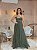 VESTIDO LONGO MICROTULE ESTILO CORPET DETALHE TRANCINHA CINTURA VERDE MUSGO - Imagem 1