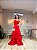 VESTIDO LONGO ZIBELINE ALÇA FINA SAIA EM CAMADAS ESTILO SEREIA VERMELHO - Imagem 2