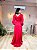 VESTIDO LONGO PRADA COM ELASTANO MANGA LONGA DECOTE TRANSPASSADO VERMELHO CEREJA - Imagem 2