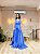 VESTIDO LONGO ZIBELINE BABADO COM SAIA PLISSADA AZUL - Imagem 2