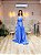 VESTIDO LONGO ZIBELINE BABADO COM SAIA PLISSADA AZUL - Imagem 1