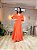 VESTIDO LONGO CREPE DE SEDA MANGA LONGA DETALHE BOTÕES CORAL - Imagem 2