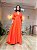 VESTIDO LONGO CREPE DE SEDA MANGA LONGA DETALHE BOTÕES CORAL - Imagem 1