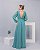 VESTIDO LONGO CHIFFON MANGA LONGA DECOTE TRANSPASSADO COM DETALHE BUSTO  FENDA LATERAL VERDE - Imagem 2