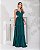 VESTIDO LONGO CHIFFON ALÇA DUPLA RECORTE NAS LATERAIS SAIA EM CAMADAS VERDE ESMERALDA - Imagem 1