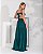 VESTIDO LONGO CHIFFON ALÇA DUPLA RECORTE NAS LATERAIS SAIA EM CAMADAS VERDE ESMERALDA - Imagem 2