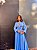 VESTIDO LONGO CHIFFON DECOTE GOTA MANGA LONGA VAZADO CINTURA AZUL SERENITY - Imagem 2