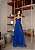 VESTIDO LONGO MICROTULE C/GLITTER ESTILO CORPET DETALHE TRANCINHA CINTURA AZUL ROYAL - Imagem 2