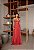 VESTIDO LONGO MICROTULE C/GLITTER ESTILO CORPET DETALHE TRANCINHA CINTURA TERRA COTA - Imagem 1