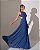 VESTIDO LONGO CREPE VAZADO NAS LATERAIS SAIA PLISSADA AZUL ROYAL - Imagem 1