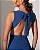 VESTIDO LONGO CREPE VAZADO NAS LATERAIS SAIA PLISSADA AZUL ROYAL - Imagem 3