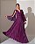VESTIDO LONGO LUREX  MANGA CAPA TODO PLISSADO FUCSIA - Imagem 1
