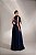 VESTIDO LONGO MICROTULE C/ACETINADO ESTILO CORPET AZUL MARINHO - Imagem 3