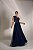 VESTIDO LONGO MICROTULE C/ACETINADO ESTILO CORPET AZUL MARINHO - Imagem 2