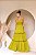 VESTIDO LONGO CREPE COM ELASTANO DETALHES EM RENDA ALÇA FINA VERDE - Imagem 1