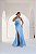 VESTIDO LONGO ZIBELINE TOMARA QUE CAIA FLOR REMOVÍVEL FENDA LATERAL AZUL SERENITY - Imagem 1