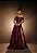 VESTIDO LONGO ZIBELINE OMBRO A OMBRO COM FLOR REMOVIVEL FENDA LATERAL MARSALA - Imagem 1