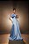 VESTIDO LONGO ZIBELINE OMBRO A OMBRO COM FLOR REMOVIVEL FENDA LATERAL AZUL SERENITY - Imagem 1