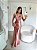VESTIDO LONGO CETIM COM ELASTANO BUSTO DRAPEADO ALÇA COM BRILHO FENDA LATERAL ROSA BEBE - Imagem 2