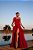 VESTIDO LONGO MICROTULE ALÇA FINA ESTILO CORPETE LAÇO FUCSIA AF - Imagem 3