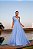 VESTIDO LONGO MICROTULE ALÇA FINA ESTILO CORPETE LAÇO AZUL SERENITY AF - Imagem 1
