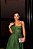 VESTIDO LONGO MICROTULE ALÇA FINA ESTILO CORPETE LAÇO VERDE OLIVA AF - Imagem 1