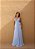 VESTIDO LONGO CHIFFON TAMARA QUE CAIA COM FLOR AZUL SENEITY RECORTE LATERAL JML - Imagem 3