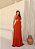 VESTIDO LONGO CHIFFON TAMARA QUE CAIA COM FLOR TERRACOTA RECORTE LATERAL JML - Imagem 3