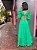 VESTIDO LONGO VERDE AGUA DECOTE V MANGA BUFANTE E RECORTES - Imagem 2