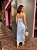 VESTIDO LONGO TRICOLINE RETO COM FENDA E BOLSOS LATERAIS FLOR REMOVÍVEL AZUL SERENITY - Imagem 2