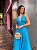 VESTIDO LONGO CREPE DECOTE V DETALHE GOTA COM AMARRAÇÃO AZUL COBALTO CAM - Imagem 2