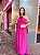 VESTIDO LONGO CHIFFON FRENTE ÚNICA FLOR REMOVÍVEL E FAIXA SHE PINK - Imagem 1