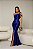 VESTIDO LONGO PRADA UM OMBRO SÓ DRAPEADO COM FENDA AZUL ROYAL - Imagem 1