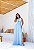 VESTIDO LONGO MICROTULE FRENTE UNICA DECOTE CINTURA TRANSPASSADO FENDA LATERAL AZUL SERENITY - Imagem 1