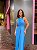 VESTIDO LONGO CREPE FRENTE ÚNICA GOTA CINTURA TRANSPASSADA FENDA FRONTAL AZUL SERENITY - Imagem 2