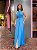 VESTIDO LONGO CREPE FRENTE ÚNICA GOTA CINTURA TRANSPASSADA FENDA FRONTAL AZUL SERENITY - Imagem 1
