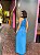 VESTIDO LONGO CREPE FRENTE ÚNICA GOTA CINTURA TRANSPASSADA FENDA FRONTAL AZUL SERENITY - Imagem 3