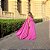 VESTIDO LONGO CHIFFON GOLA ALTA COM CAPA PINK SHE - Imagem 1