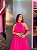 VESTIDO LONGO CHIFFON FRENTE ÚNICA LISTRA GLITTER COM FAIXA PINK - Imagem 2