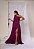 VESTIDO CREPE DE SEDA UM OMBRO DRAPEADO COM FLOR E CAPA FUCSIA - Imagem 1