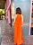 VESTIDO LONGO CHIFFON FRENTE ÚNICA LISTRA GLITTER COM FAIXA LARANJA - Imagem 2