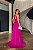 VESTIDO LONGO MICROTULE FRENTE UNICA DECOTE CINTURA TRANSPASSADO FENDA LATERAL PINK - Imagem 4
