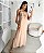 VESTIDO LONGO TRICOLINE RETO COM FENDA E BOLSOS LATERAIS FLOR REMOVÍVEL BEGE - Imagem 1