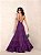 VESTIDO LONGO CREPE BUSTO EM V ALCINHA SAIA CAMADA ROXO MB - Imagem 2