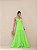 VESTIDO LONGO CREPE BUSTO EM V ALCINHA SAIA CAMADA VERDE MENTA MB - Imagem 1