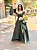 VESTIDO LONGO ZIBELINE OMBRO A OMBRO COM BUSTO DRAPEADO DETALHE BABADO SAIA FENDA LATERAL VERDE MILITAR - Imagem 4