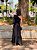 VESTIDO LONGO CREPE DE SEDA UM OMBRO SÓ MANGA BALONÊ DETALHE FLOR PRETO SHE - Imagem 3